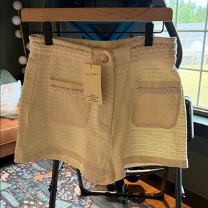 Ewa Cloth Cream High Waist Women's Shorts